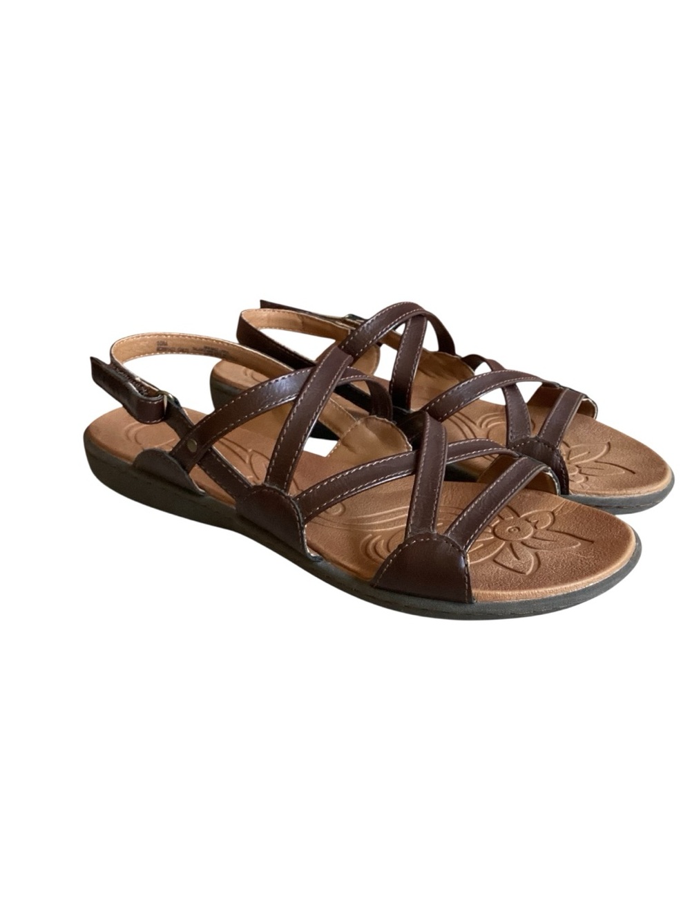 B. O. C. Women’s Brown Strappy Comfort Sandals size 10
